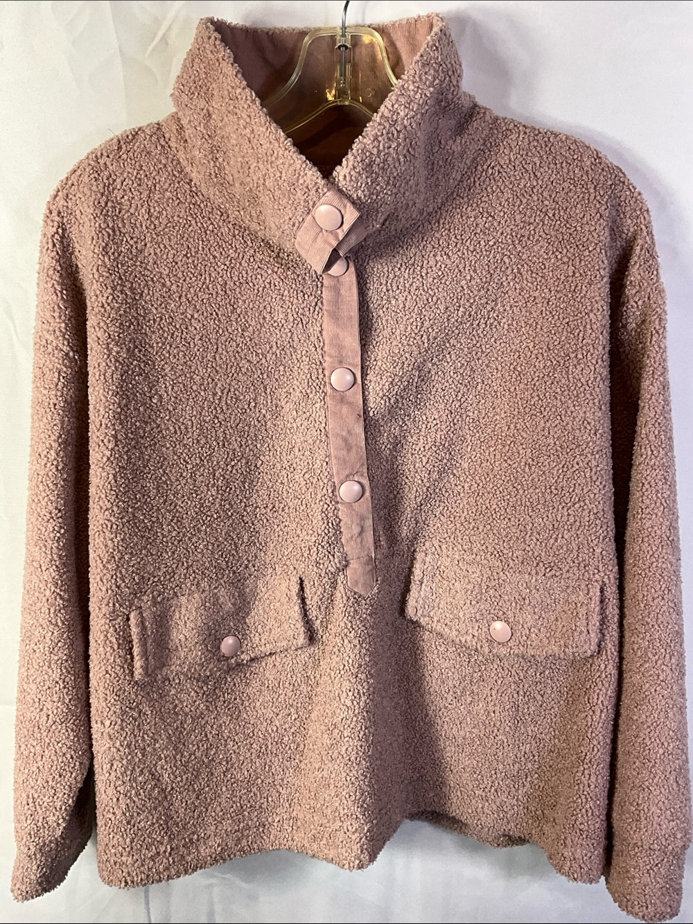 C&C California Half Snap Closure Teddy Sherpa Pullover Jacket Size 1X New